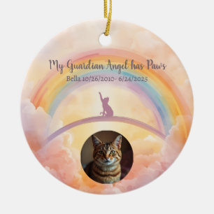 Playful Cat Memorial Rainbow Bridge Ceramic Tree Decoration