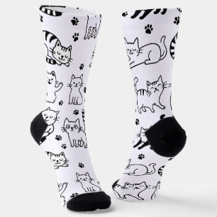 Playful Cat Paw Print Crew Socks