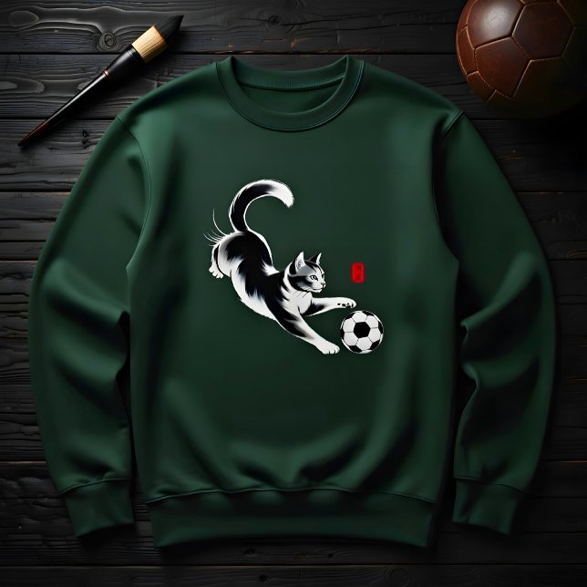 Playful Cat Soccer Sweatshirt for Men (Creator Uploaded)