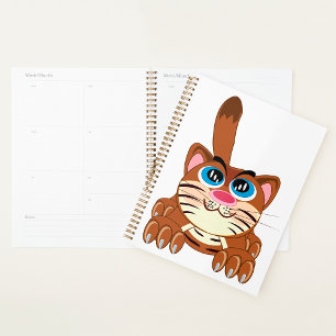 Playful Cat with Big Blue Eyes Fun Whimsical Kitty Planner