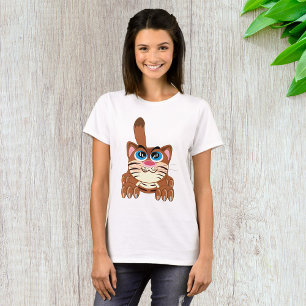 Playful Cat with Big Blue Eyes Fun Whimsical Kitty T-Shirt