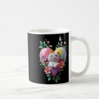 Playful cat with Cartoon Heart Funny Unisex Design Coffee Mug
