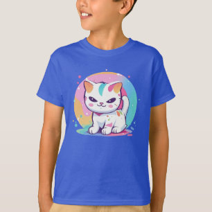 Playful Cat with Colourful Spots T-Shirt