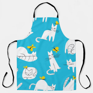 Playful Cats and Butterflies Pattern Apron
