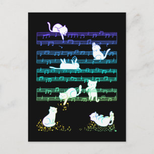 Playful Cats Colorful Music Notes Composer Cat Postcard