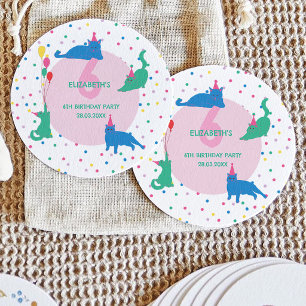 Playful Cats cute Purrfect Birthday Party  Classic Round Sticker