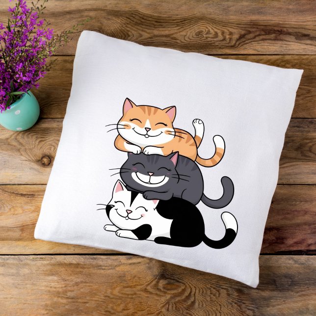 "Playful Cats Hugging" Throw Pillow (Creator Uploaded)
