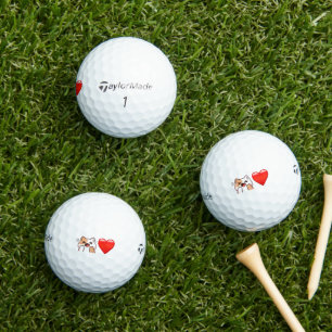 Playful Charm Cat Emoji Paired With A Red Heart  Golf Balls