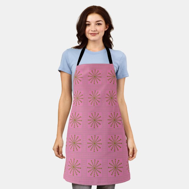 Playful Charm: Stylish Fun Polka Dot Design  Apron (Worn)