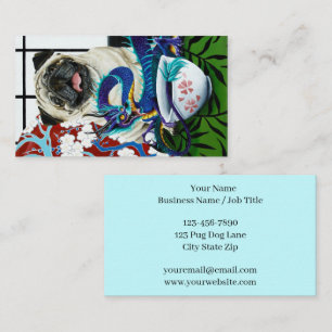Playful Charming Pug Dog Japanese Dragon Business Card