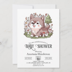Playful Charming Wolf Baby Shower Invitation