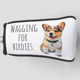Playful Cheerful Corgi 'Wagging for Birdies' Fun  Golf Head Cover