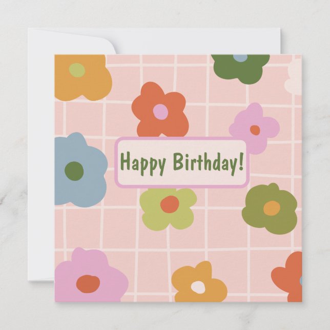 Playful  chequered plaid with daisies   (Front)