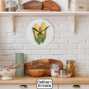Playful Chic Grandma's Garden Modern Crochet Corn Round Clock