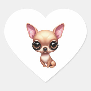 Playful Chihuahua Heart Sticker