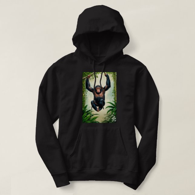 Playful Chimpanzee Family in the Jungle Men's Basi Hoodie (Design Front)