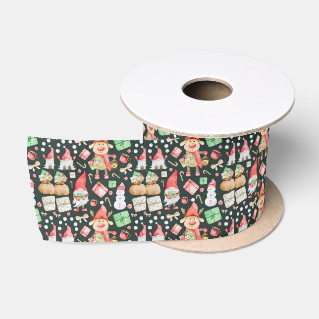 Playful Christmas Aesthetic Pattern - Fun Holiday  Satin Ribbon (Spool)
