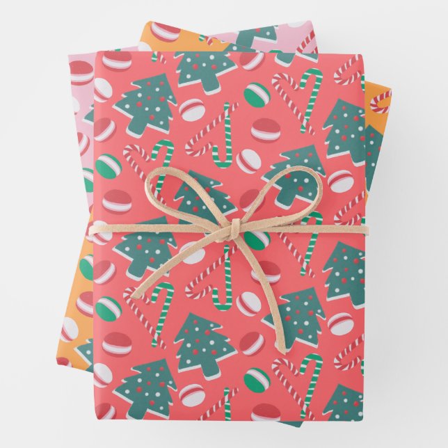 Playful Christmas Candies Wrapping Paper Set#6 (In situ)