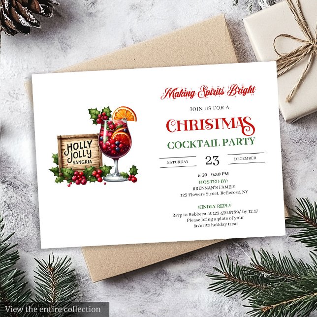 Playful Christmas Cocktails Printable Party Invite (Playful Christmas Cocktails Printable Party Invite)