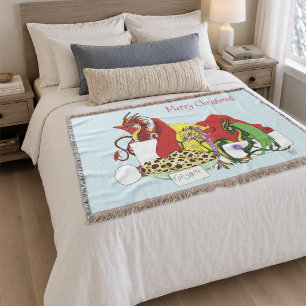 Playful Christmas Dragons Fantasy Milk Cookies Throw Blanket