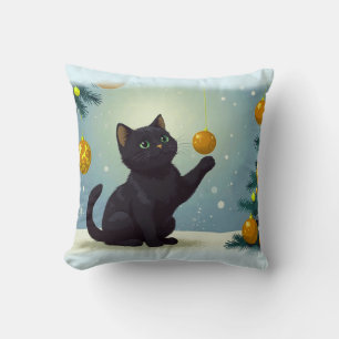 Playful Christmas Kitten Cushion