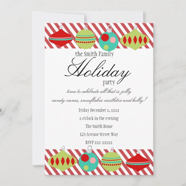 Playful Christmas Ornaments Invitation (Front)
