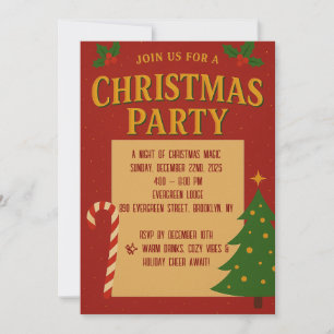Playful Christmas Party Invitation   Candy Cane &