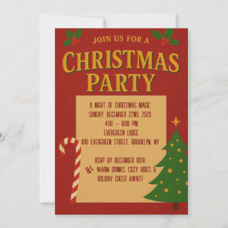 Playful Christmas Party Invitation | Candy Cane &