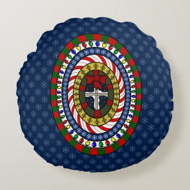 Playful Christmas Round Pillow (Front)