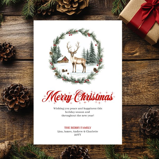 Playful Christmas Scene Watercolor Greeting Card (Playful Christmas Scene Watercolor Greeting Card)
