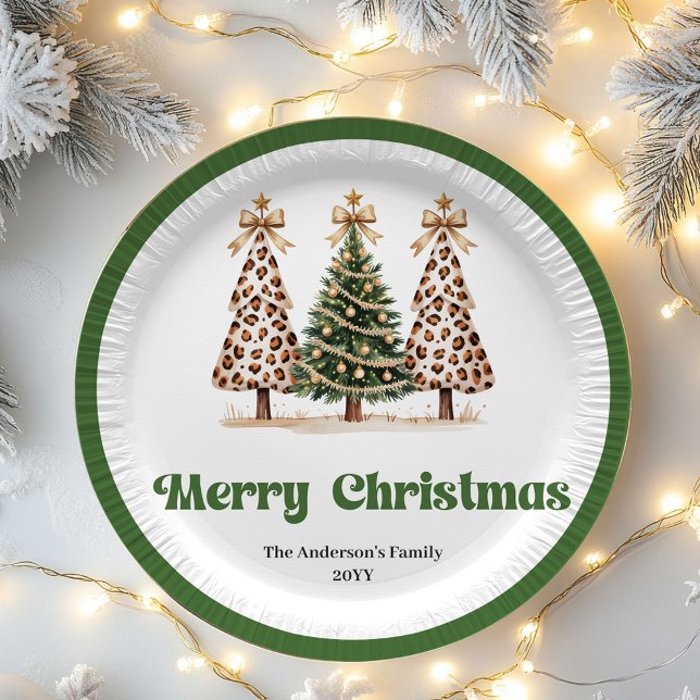 Playful Christmas Tree Editable Personalised Plate (Playful Christmas Tree Editable Personalized Paper Plates)