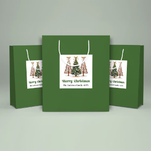 Playful Christmas Tree Leopard Print Gift Bag Cust