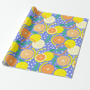 Playful Citrus Fruit & Confetti Amalfi Coast Wrapping Paper