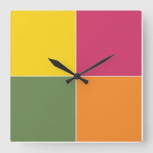 Playful Citrus Squares Square Wall Clock