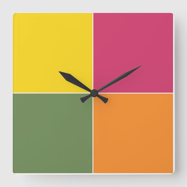 Playful Citrus Squares Square Wall Clock (Front)