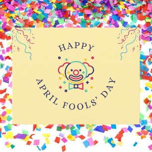 Playful Clown Confetti April Fools’ Day Postcard