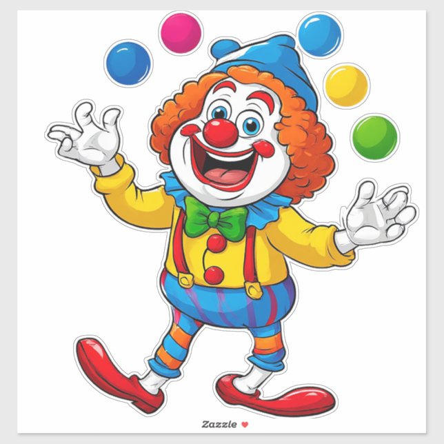 Playful Clown Jumping With Bright Balls (Sheet)