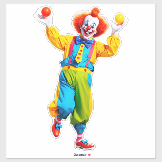 Playful Clown Jumping With Bright Balls (Sheet)