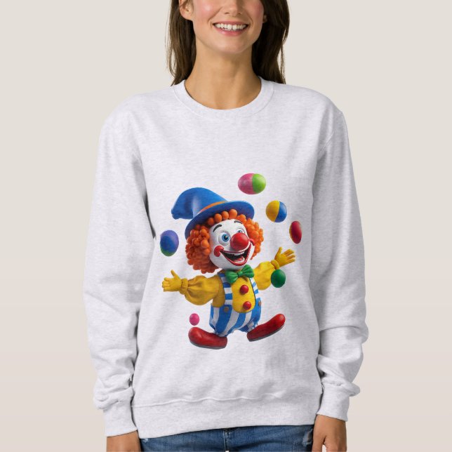 Playful Clown Jumping With Bright Balls Sweatshirt (Front)