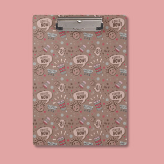 Playful Coffee Now Mocha Pattern Clipboard
