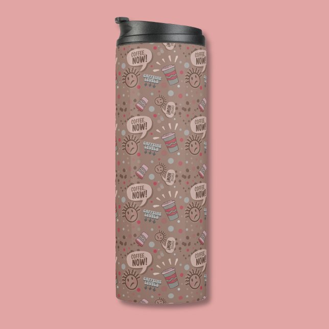 Playful Coffee Now Mocha Pattern Thermal Tumbler (Creator Uploaded)
