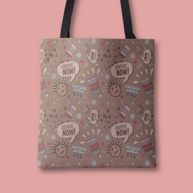 Playful Coffee Now Mocha Pattern Tote Bag (Creator Uploaded)