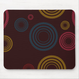 Playful, colorful, trendy, cool striped circles mouse mat