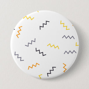 Playful, colorful, trendy, modern memphis zigzags 7.5 cm round badge