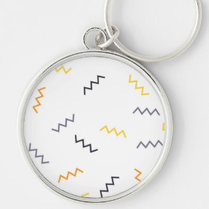 Playful, colorful, trendy, modern memphis zigzags key ring