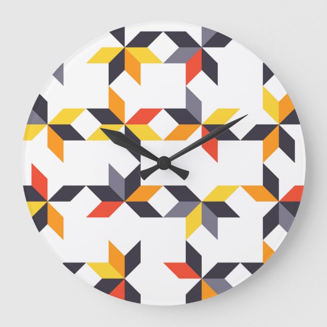 Playful, colorful, trendy, urban cool illustration large clock (Front)