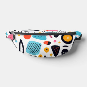 Playful Colourful Geometric Memphis Style Pattern Bum Bags