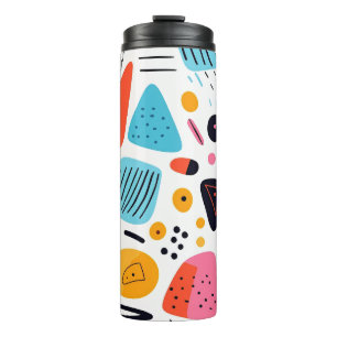 Playful Colourful Geometric Memphis Style Pattern Thermal Tumbler