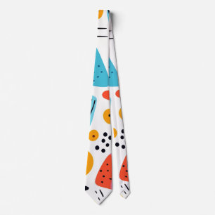 Playful Colourful Geometric Memphis Style Pattern Tie