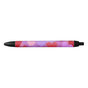 Playful Colourful Heart Pattern Black Ink Pen